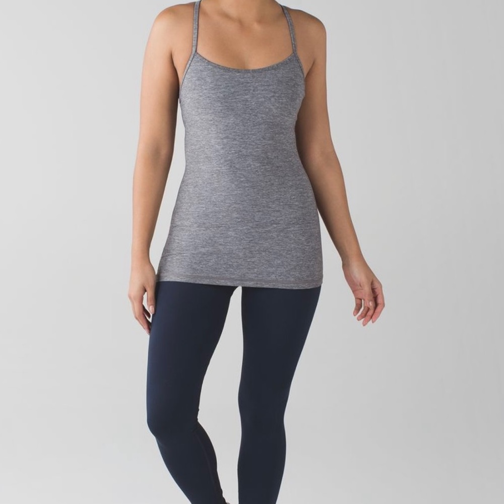 Lululemon Power Y Tank Top Heathered Slate Gray Size 6